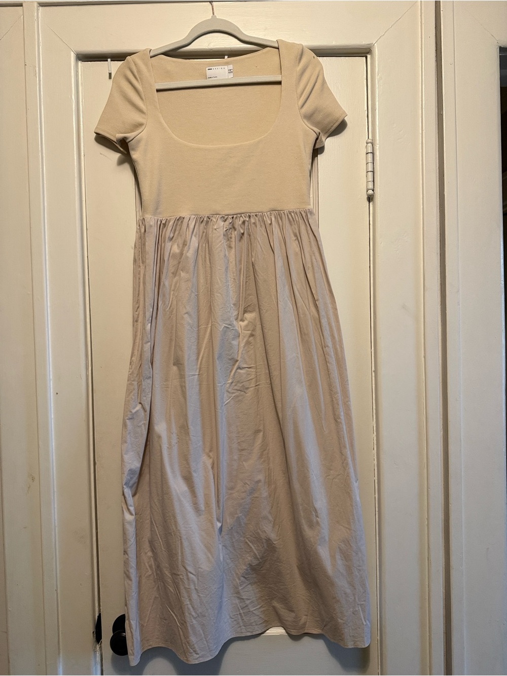 Asos Cream Short-Sleeve Scoop Neck Dress